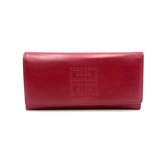 【中古品】【レディース】 GIVENCHY ジバンシィ EMBOSS LONG WALLET エンボス ロング ウォレット 財布 長財布 181-250723-ya-05-izu カラー：WINE RED 万代Net店