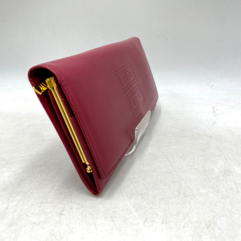 【中古品】【レディース】 GIVENCHY ジバンシィ EMBOSS LONG WALLET エンボス ロング ウォレット 財布 長財布 181-250723-ya-05-izu カラー：WINE RED 万代Net店