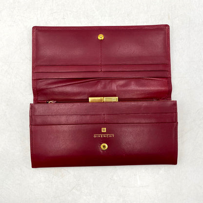 【中古品】【レディース】 GIVENCHY ジバンシィ EMBOSS LONG WALLET エンボス ロング ウォレット 財布 長財布 181-250723-ya-05-izu カラー：WINE RED 万代Net店