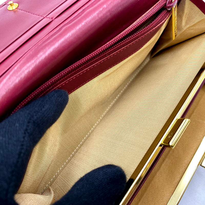 【中古品】【レディース】 GIVENCHY ジバンシィ EMBOSS LONG WALLET エンボス ロング ウォレット 財布 長財布 181-250723-ya-05-izu カラー：WINE RED 万代Net店