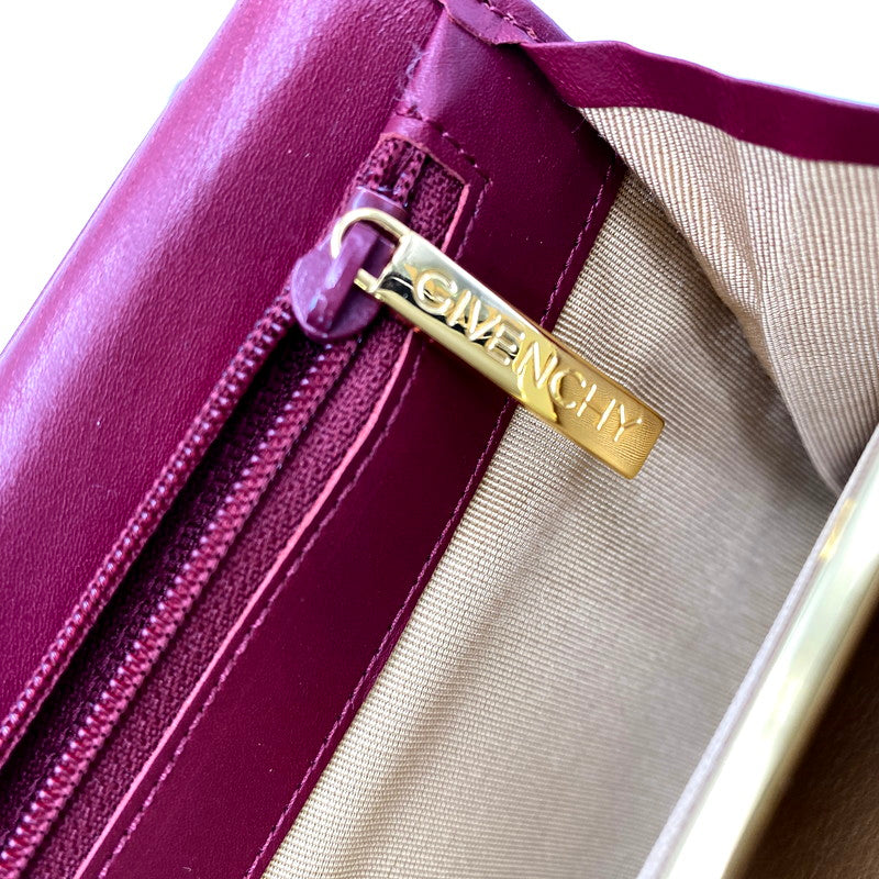 【中古品】【レディース】 GIVENCHY ジバンシィ EMBOSS LONG WALLET エンボス ロング ウォレット 財布 長財布 181-250723-ya-05-izu カラー：WINE RED 万代Net店