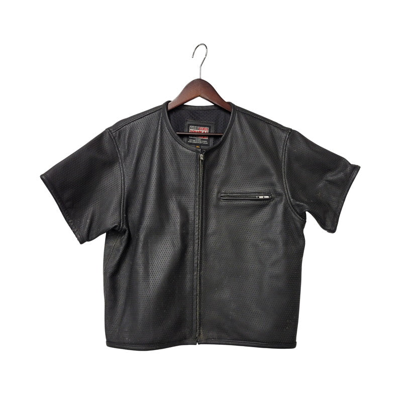 【現状渡し品】【メンズ】 NANKAI ナンカイ MESH COW LEATHER ZIP UP SS JACKET メッシュ カウ レザー ジップ アップ ジャケット 145-250724-rk-05-izu サイズ：XL カラー：ブラック 万代Net店