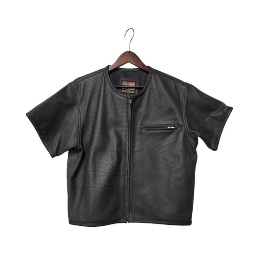 【現状渡し品】【メンズ】 NANKAI ナンカイ MESH COW LEATHER ZIP UP SS JACKET メッシュ カウ レザー ジップ アップ ジャケット 145-250724-rk-05-izu サイズ：XL カラー：ブラック 万代Net店