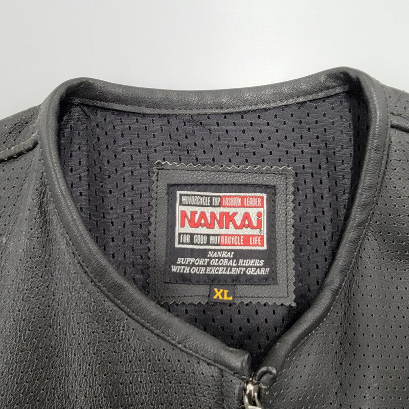 【現状渡し品】【メンズ】 NANKAI ナンカイ MESH COW LEATHER ZIP UP SS JACKET メッシュ カウ レザー ジップ アップ ジャケット 145-250724-rk-05-izu サイズ：XL カラー：ブラック 万代Net店