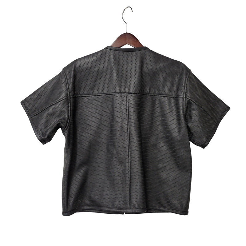 【現状渡し品】【メンズ】 NANKAI ナンカイ MESH COW LEATHER ZIP UP SS JACKET メッシュ カウ レザー ジップ アップ ジャケット 145-250724-rk-05-izu サイズ：XL カラー：ブラック 万代Net店