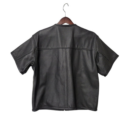 【現状渡し品】【メンズ】 NANKAI ナンカイ MESH COW LEATHER ZIP UP SS JACKET メッシュ カウ レザー ジップ アップ ジャケット 145-250724-rk-05-izu サイズ：XL カラー：ブラック 万代Net店