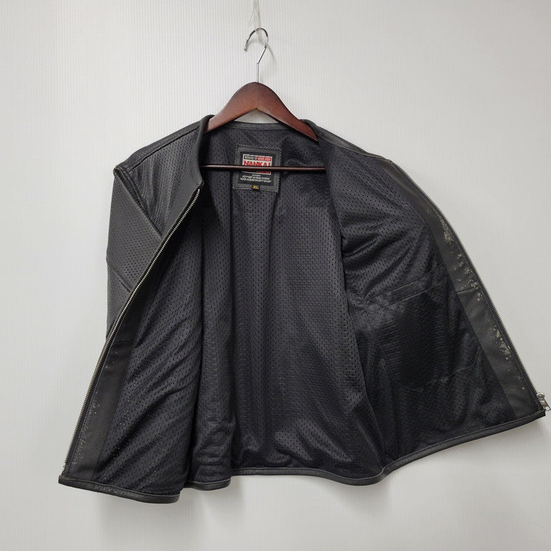 【現状渡し品】【メンズ】 NANKAI ナンカイ MESH COW LEATHER ZIP UP SS JACKET メッシュ カウ レザー ジップ アップ ジャケット 145-250724-rk-05-izu サイズ：XL カラー：ブラック 万代Net店