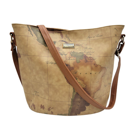 【中古品】【メンズ/レディース】 PRIMA CLASSE プリマクラッセ MAP SHOULDER BAG マップ ショルダーバッグ 鞄 カバン 188-250725-ma-02-izu カラー：茶系 万代Net店