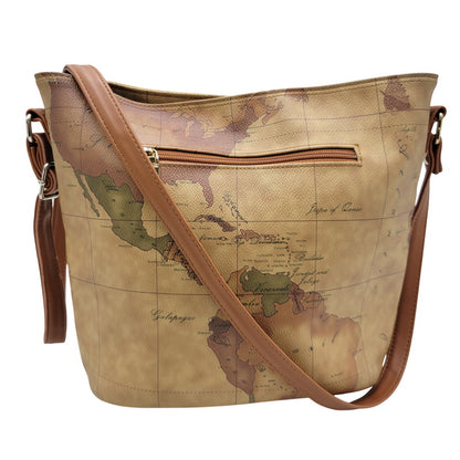 【中古品】【メンズ/レディース】 PRIMA CLASSE プリマクラッセ MAP SHOULDER BAG マップ ショルダーバッグ 鞄 カバン 188-250725-ma-02-izu カラー：茶系 万代Net店