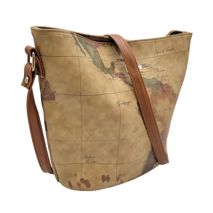 【中古品】【メンズ/レディース】 PRIMA CLASSE プリマクラッセ MAP SHOULDER BAG マップ ショルダーバッグ 鞄 カバン 188-250725-ma-02-izu カラー：茶系 万代Net店