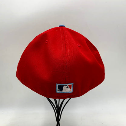 【中古美品】【メンズ/レディース】 NEW ERA ニューエラ 50TH ANNIVERSARY LOS ANGELES ANAHEIM 1961-2011 BB CAP 50周年アニバーサリー ロサンゼルス アナハイム ベースボールキャップ 帽子 服飾雑貨 185-250725-ma-12-izu サイズ：60.6cm カラー：レッド 万代Net店