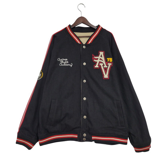 【中古品】【メンズ】 AVIREX アヴィレックス REVERSIBLE STADIUM JACKET リバーシブル スタジアム ジャケット アウター 145-250726-as-10-izu サイズ：XXL カラー：ブラック×ベージュ 万代Net店