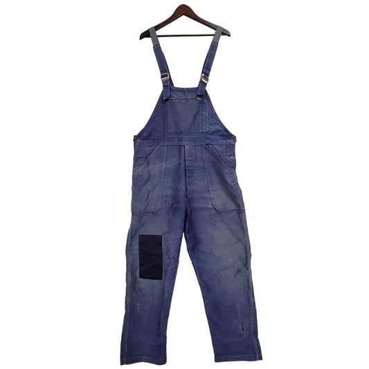 【現状渡し品】【メンズ】 USED FRENCH VINTAGE フレンチヴィンテージ A P MICHEL BLUE MOLESKIN WORK OVERALLS ドーナツボタン ブルー モールスキン ワーク オーバーオール 157-250727-as-05-izu カラー：ブルー 万代Net店