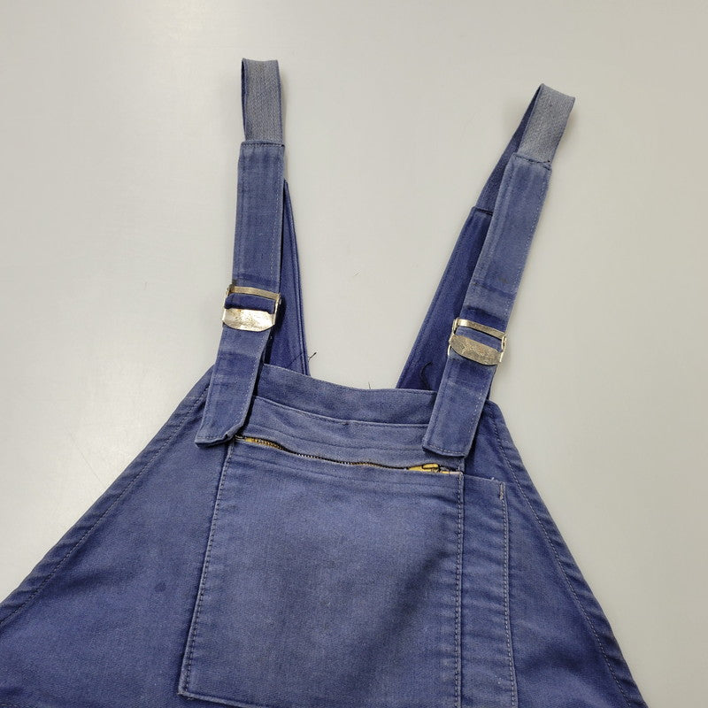 【現状渡し品】【メンズ】 USED FRENCH VINTAGE フレンチヴィンテージ A P MICHEL BLUE MOLESKIN WORK OVERALLS ドーナツボタン ブルー モールスキン ワーク オーバーオール 157-250727-as-05-izu カラー：ブルー 万代Net店