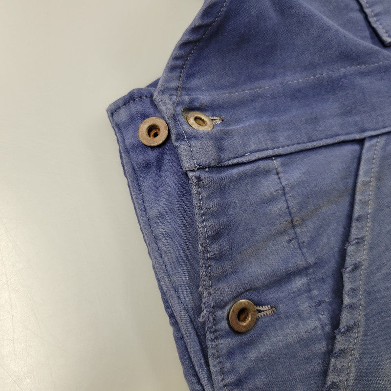 【現状渡し品】【メンズ】 USED FRENCH VINTAGE フレンチヴィンテージ A P MICHEL BLUE MOLESKIN WORK OVERALLS ドーナツボタン ブルー モールスキン ワーク オーバーオール 157-250727-as-05-izu カラー：ブルー 万代Net店