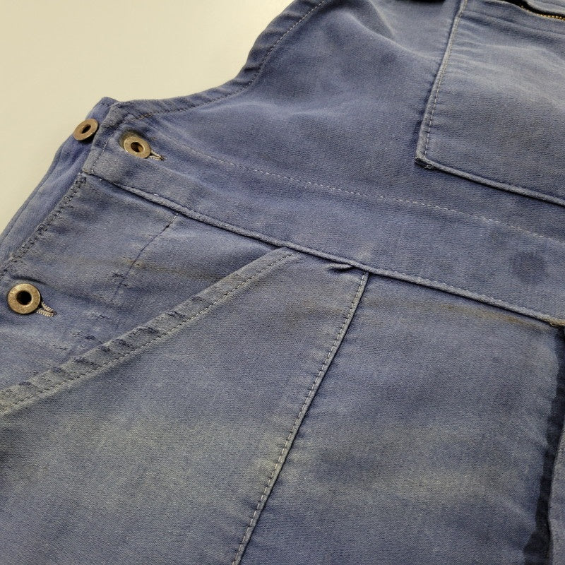 【現状渡し品】【メンズ】 USED FRENCH VINTAGE フレンチヴィンテージ A P MICHEL BLUE MOLESKIN WORK OVERALLS ドーナツボタン ブルー モールスキン ワーク オーバーオール 157-250727-as-05-izu カラー：ブルー 万代Net店