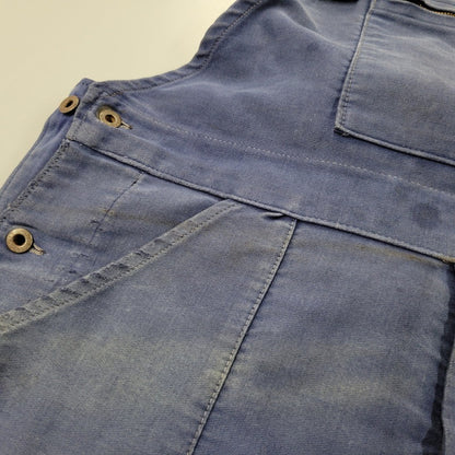 【現状渡し品】【メンズ】 USED FRENCH VINTAGE フレンチヴィンテージ A P MICHEL BLUE MOLESKIN WORK OVERALLS ドーナツボタン ブルー モールスキン ワーク オーバーオール 157-250727-as-05-izu カラー：ブルー 万代Net店