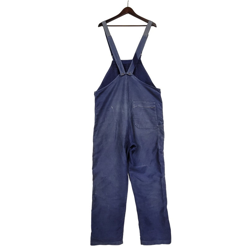 【現状渡し品】【メンズ】 USED FRENCH VINTAGE フレンチヴィンテージ A P MICHEL BLUE MOLESKIN WORK OVERALLS ドーナツボタン ブルー モールスキン ワーク オーバーオール 157-250727-as-05-izu カラー：ブルー 万代Net店