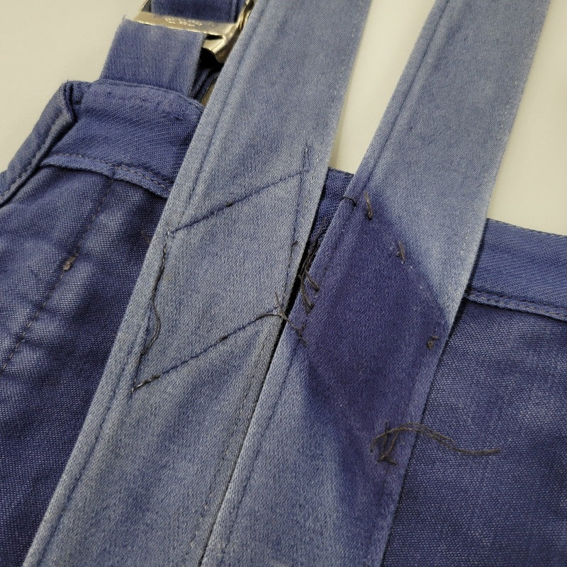 【現状渡し品】【メンズ】 USED FRENCH VINTAGE フレンチヴィンテージ A P MICHEL BLUE MOLESKIN WORK OVERALLS ドーナツボタン ブルー モールスキン ワーク オーバーオール 157-250727-as-05-izu カラー：ブルー 万代Net店