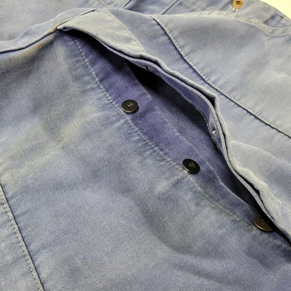 【現状渡し品】【メンズ】 USED FRENCH VINTAGE フレンチヴィンテージ A P MICHEL BLUE MOLESKIN WORK OVERALLS ドーナツボタン ブルー モールスキン ワーク オーバーオール 157-250727-as-05-izu カラー：ブルー 万代Net店