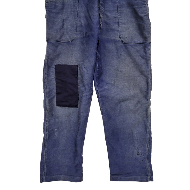 【現状渡し品】【メンズ】 USED FRENCH VINTAGE フレンチヴィンテージ A P MICHEL BLUE MOLESKIN WORK OVERALLS ドーナツボタン ブルー モールスキン ワーク オーバーオール 157-250727-as-05-izu カラー：ブルー 万代Net店