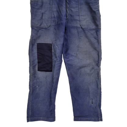 【現状渡し品】【メンズ】 USED FRENCH VINTAGE フレンチヴィンテージ A P MICHEL BLUE MOLESKIN WORK OVERALLS ドーナツボタン ブルー モールスキン ワーク オーバーオール 157-250727-as-05-izu カラー：ブルー 万代Net店