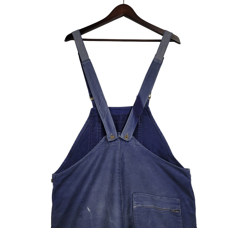 【現状渡し品】【メンズ】 USED FRENCH VINTAGE フレンチヴィンテージ A P MICHEL BLUE MOLESKIN WORK OVERALLS ドーナツボタン ブルー モールスキン ワーク オーバーオール 157-250727-as-05-izu カラー：ブルー 万代Net店