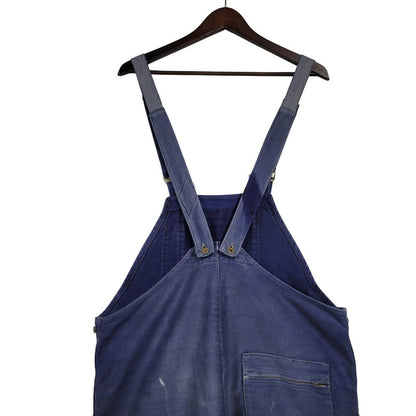 【現状渡し品】【メンズ】 USED FRENCH VINTAGE フレンチヴィンテージ A P MICHEL BLUE MOLESKIN WORK OVERALLS ドーナツボタン ブルー モールスキン ワーク オーバーオール 157-250727-as-05-izu カラー：ブルー 万代Net店