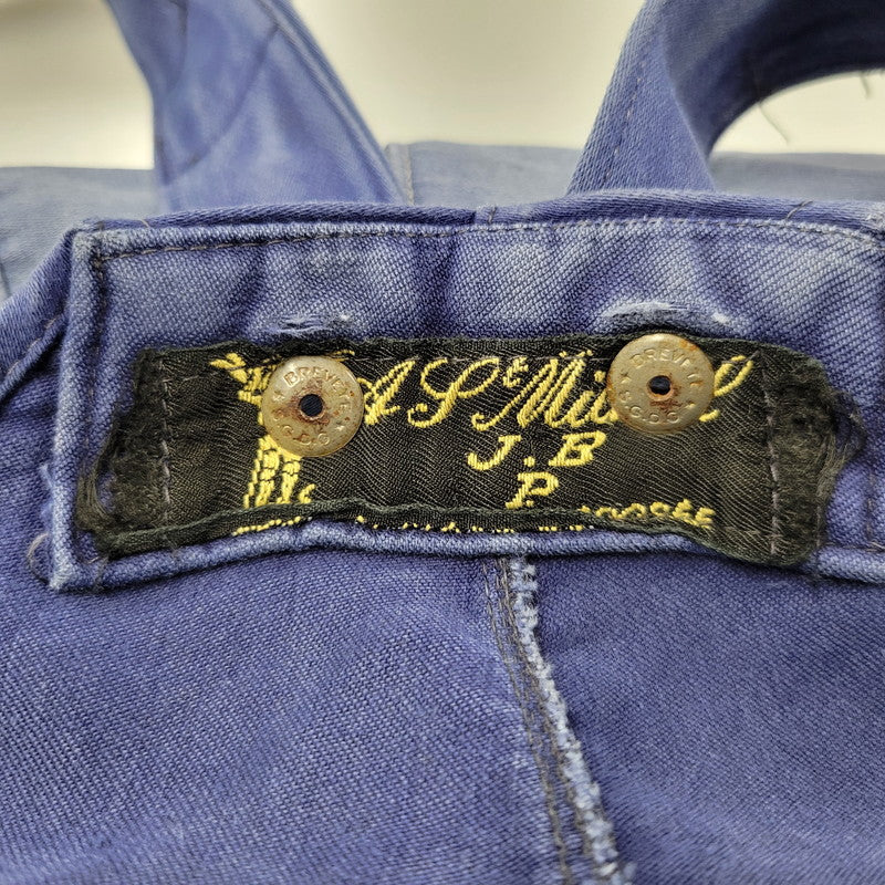 【現状渡し品】【メンズ】 USED FRENCH VINTAGE フレンチヴィンテージ A P MICHEL BLUE MOLESKIN WORK OVERALLS ドーナツボタン ブルー モールスキン ワーク オーバーオール 157-250727-as-05-izu カラー：ブルー 万代Net店