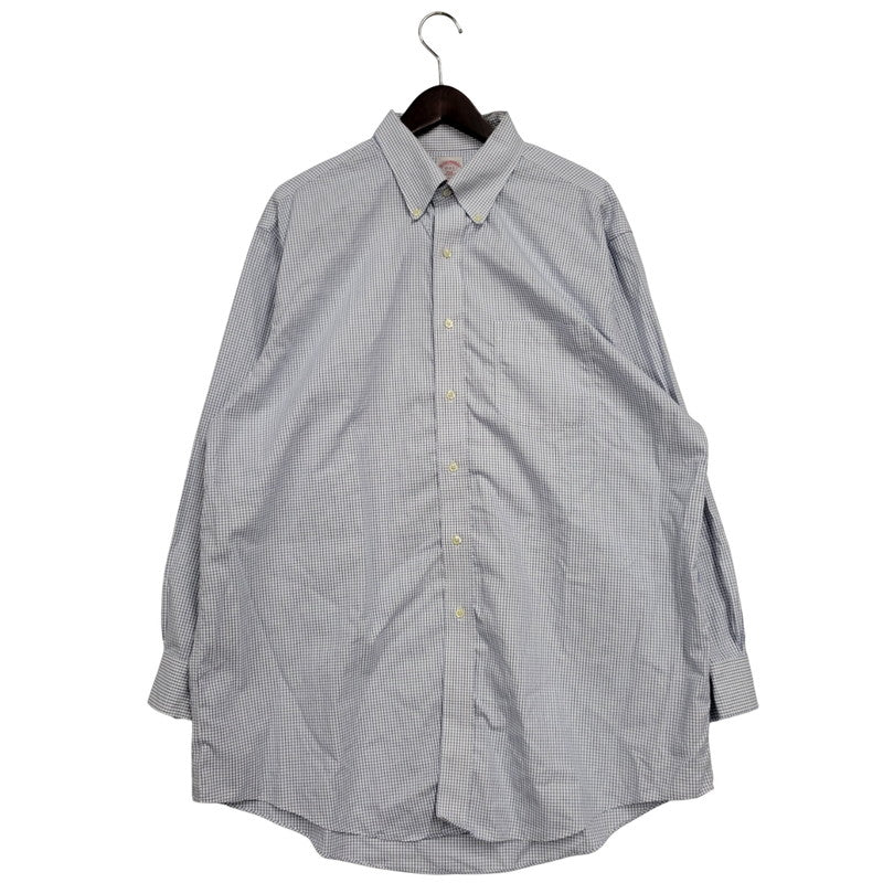 【中古品】【メンズ】 Brooks Brothers ブルックスブラザーズ 346 BUTTON DOWN CHECK SHIRT ボタンダウン チェックシャツ 長袖 トップス 146-250727-as-23-izu サイズ：17-2/3 カラー：ブルー×ホワイト 万代Net店