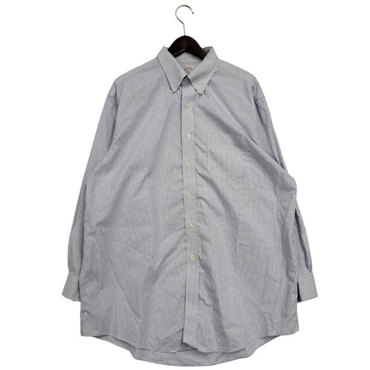 【中古品】【メンズ】 Brooks Brothers ブルックスブラザーズ 346 BUTTON DOWN CHECK SHIRT ボタンダウン チェックシャツ 長袖 トップス 146-250727-as-23-izu サイズ：17-2/3 カラー：ブルー×ホワイト 万代Net店