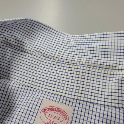 【中古品】【メンズ】 Brooks Brothers ブルックスブラザーズ 346 BUTTON DOWN CHECK SHIRT ボタンダウン チェックシャツ 長袖 トップス 146-250727-as-23-izu サイズ：17-2/3 カラー：ブルー×ホワイト 万代Net店