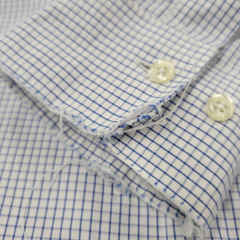 【中古品】【メンズ】 Brooks Brothers ブルックスブラザーズ 346 BUTTON DOWN CHECK SHIRT ボタンダウン チェックシャツ 長袖 トップス 146-250727-as-23-izu サイズ：17-2/3 カラー：ブルー×ホワイト 万代Net店