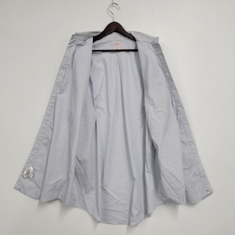 【中古品】【メンズ】 Brooks Brothers ブルックスブラザーズ 346 BUTTON DOWN CHECK SHIRT ボタンダウン チェックシャツ 長袖 トップス 146-250727-as-23-izu サイズ：17-2/3 カラー：ブルー×ホワイト 万代Net店