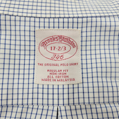 【中古品】【メンズ】 Brooks Brothers ブルックスブラザーズ 346 BUTTON DOWN CHECK SHIRT ボタンダウン チェックシャツ 長袖 トップス 146-250727-as-23-izu サイズ：17-2/3 カラー：ブルー×ホワイト 万代Net店