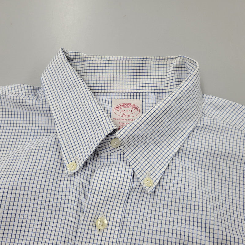【中古品】【メンズ】 Brooks Brothers ブルックスブラザーズ 346 BUTTON DOWN CHECK SHIRT ボタンダウン チェックシャツ 長袖 トップス 146-250727-as-23-izu サイズ：17-2/3 カラー：ブルー×ホワイト 万代Net店