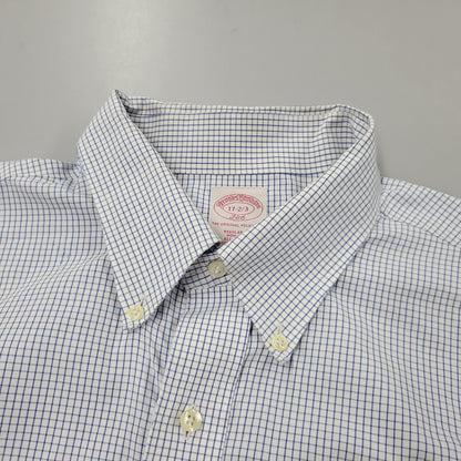 【中古品】【メンズ】 Brooks Brothers ブルックスブラザーズ 346 BUTTON DOWN CHECK SHIRT ボタンダウン チェックシャツ 長袖 トップス 146-250727-as-23-izu サイズ：17-2/3 カラー：ブルー×ホワイト 万代Net店