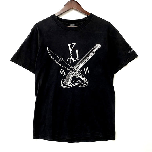 【現状渡し品】【メンズ】 STUSSY×NEIGHBORHOOD×SA STUDIO MR.CARTOON ステューシー×ネイバーフッド×エスエースタジオ ミスターカートゥーン 00S BONEYARDS SS TEE 00年代 ボーンヤーズ ショートスリーブT 142-250729-ma-25-izu サイズ：S カラー：黒 万代Net店