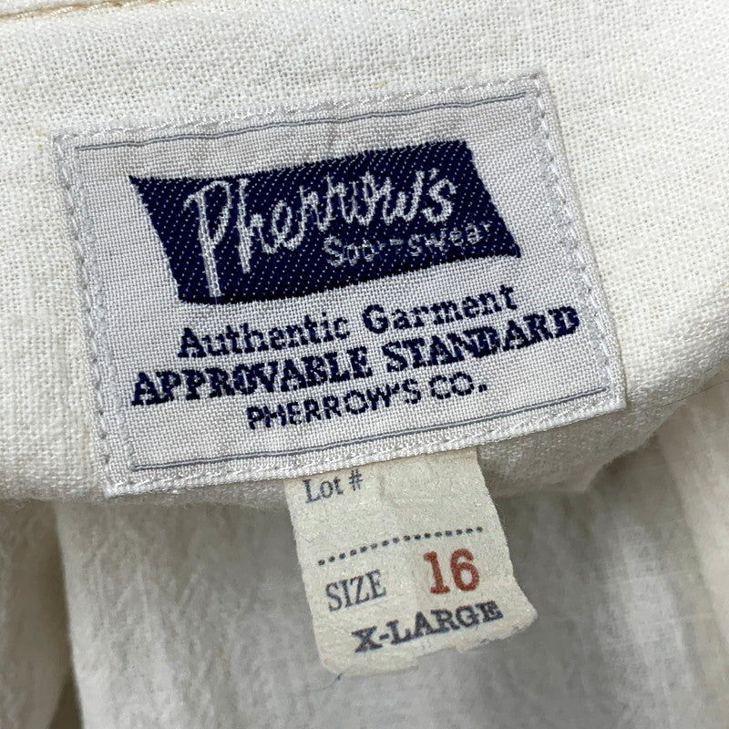 【中古品】【メンズ】 Pherrow's フェローズ FRENCH LINEN SHIRT P7BD1 フレンチ リネン シャツ トップス 145-250802-as-17-izu サイズ：16/XL カラー：ホワイト系 万代Net店