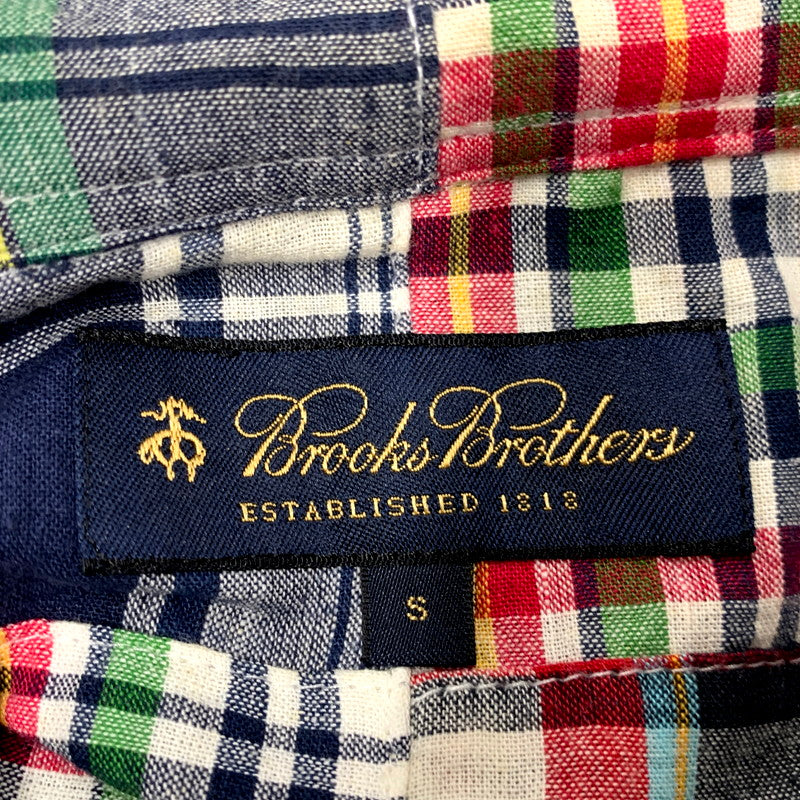 【現状渡し品】【メンズ】 Brooks Brothers ブルックスブラザーズ SS BD PATCHWORK SHIRT ショートスリーブ ボタンダウン パッチワーク シャツ 半袖 トップス 146-250802-as-04-izu サイズ：S カラー：マルチカラー 万代Net店