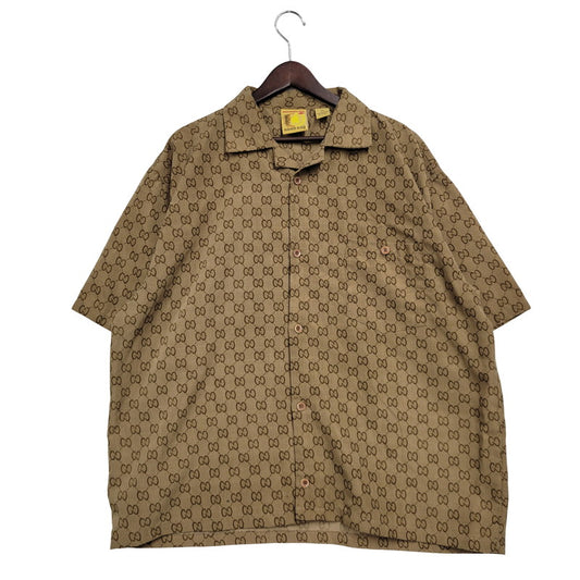 【中古品】【メンズ】 GOOD GUY グッドガイ GG PATTERN MOTIF SS OPEN COLLAR SHIRT ジージーパターンモチーフ ショートスリーブオープンカラーシャツ トップス 半袖 146-250804-ma-20-izu サイズ：XL カラー：ブラウン 万代Net店