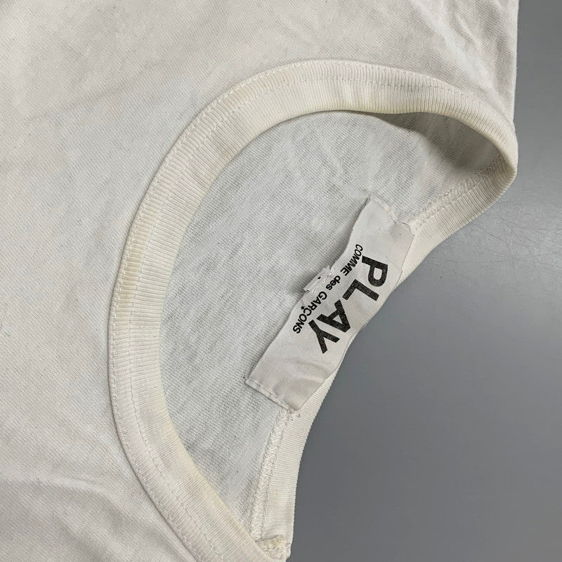 【中古品】【メンズ】 PLAY COMME des GARCONS プレイコムデギャルソン LOGO PRINT SS TEE ロゴ プリント ショートスリーブ Tシャツ 半袖 トップス 140-250802-as-05-izu サイズ：L カラー：ホワイト 万代Net店