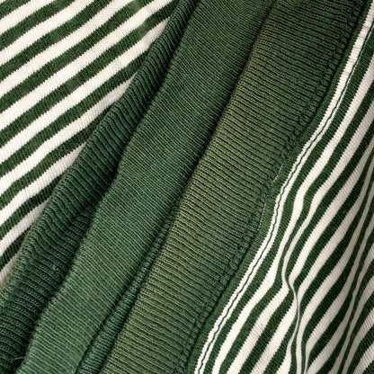 【現状渡し品】【メンズ】 Abercrombie&Fitch アバークロンビーアンドフィッチ SS RIB SLEEVE TEE BORDER ショートスリーブ リブ スリーブ Tシャツ ボーダー USA製 半袖 トップス 146-250802-as-23-izu サイズ：L カラー：グリーン×ホワイト 万代Net店