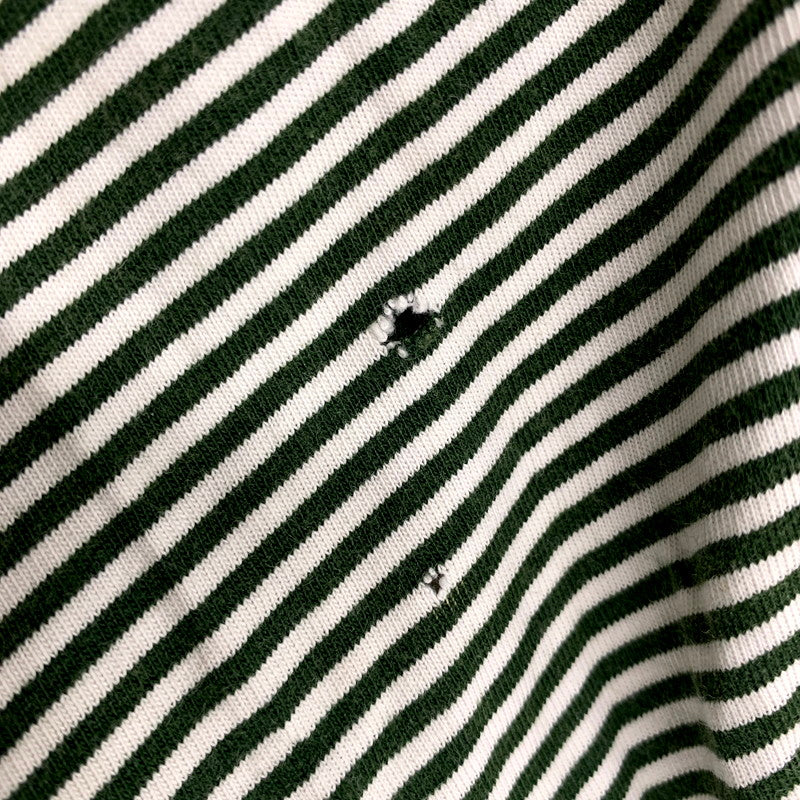 【現状渡し品】【メンズ】 Abercrombie&Fitch アバークロンビーアンドフィッチ SS RIB SLEEVE TEE BORDER ショートスリーブ リブ スリーブ Tシャツ ボーダー USA製 半袖 トップス 146-250802-as-23-izu サイズ：L カラー：グリーン×ホワイト 万代Net店