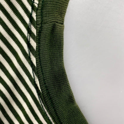 【現状渡し品】【メンズ】 Abercrombie&Fitch アバークロンビーアンドフィッチ SS RIB SLEEVE TEE BORDER ショートスリーブ リブ スリーブ Tシャツ ボーダー USA製 半袖 トップス 146-250802-as-23-izu サイズ：L カラー：グリーン×ホワイト 万代Net店