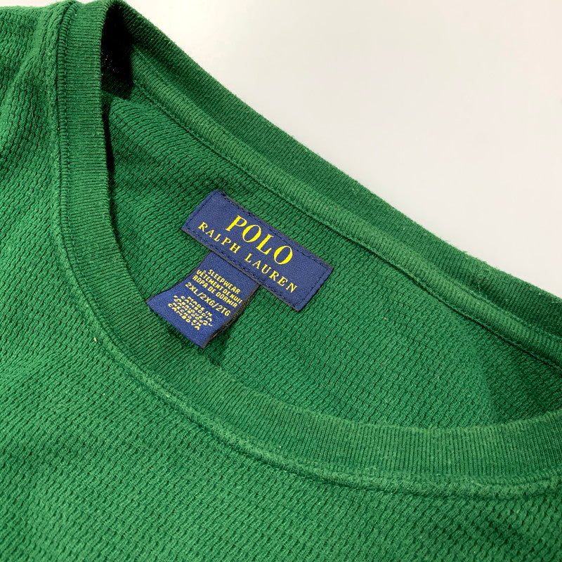 【中古品】【メンズ】 POLO RALPH LAUREN ポロ・ラルフローレン MICRO WAFFLE LS TEE マイクロ ワッフル ロングスリーブ Tシャツ 長袖 トップス 147-250802-as-21-izu サイズ：2XL カラー：グリーン 万代Net店