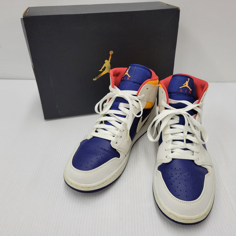 【中古品】【メンズ】 NIKE ナイキ AIR JORDAN 1 MID 554724-131 エアジョーダン1 ミッド スニーカー シューズ 靴 160-250801-as-18-izu サイズ：27cm カラー：WHITE/LASER ORANGE 万代Net店