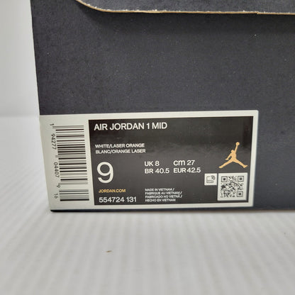 【中古品】【メンズ】 NIKE ナイキ AIR JORDAN 1 MID 554724-131 エアジョーダン1 ミッド スニーカー シューズ 靴 160-250801-as-18-izu サイズ：27cm カラー：WHITE/LASER ORANGE 万代Net店