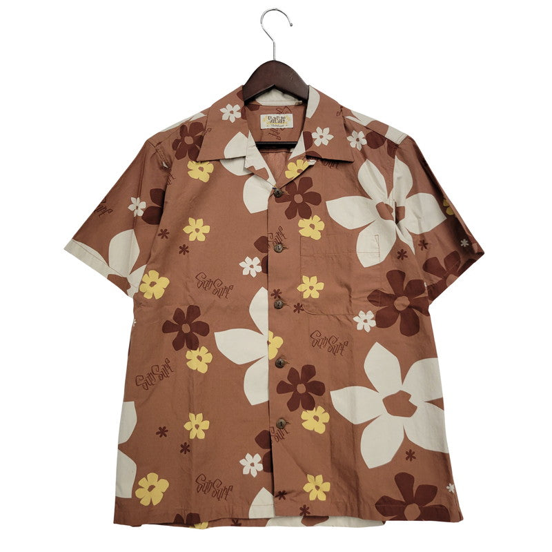 【中古美品】【メンズ】 SUN SURF BY MASKED MARVEL サンサーフバイマスクドマーベル SS37922 ABSTRACT FLOWER HAWAIIAN SHIR アブストラクトフラワー ハワイアンシャツ トップス 半袖 145-250804-ma-19-izu サイズ：S カラー：ブラウン 万代Net店
