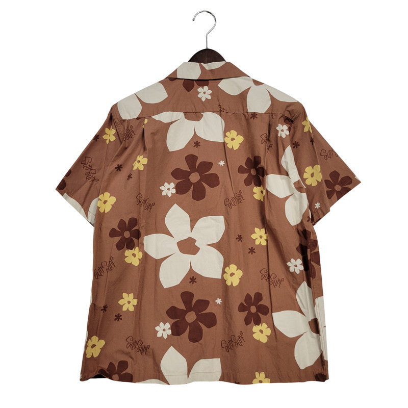 【中古美品】【メンズ】 SUN SURF BY MASKED MARVEL サンサーフバイマスクドマーベル SS37922 ABSTRACT FLOWER HAWAIIAN SHIR アブストラクトフラワー ハワイアンシャツ トップス 半袖 145-250804-ma-19-izu サイズ：S カラー：ブラウン 万代Net店